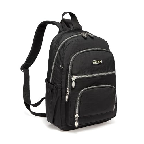 AOTIAN Mini Daypack with Anti-Theft Back Zipper Pocket, Small Black - 9 Liters - Bild 1 von 7