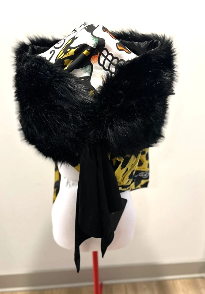 人造毛皮柔软黑色肩裹缎带领带 40'x9' — 第 4/4 张图片