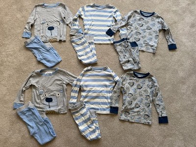7 x Next Snuggle PJ Paket Alter 2-3 Jahre grau blau Bär Streifen Bagger LKW