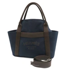 Hermes Sac de Pansage One-shoulder Bag Handbag Navy Orange Brown W38xH35cm 99