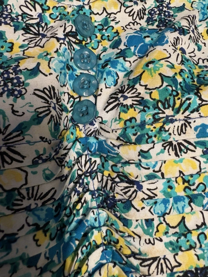 Vestido midi sin mangas floral azul Bebop Y2K con botones elásticos talla pequeña Foto 2 de 4