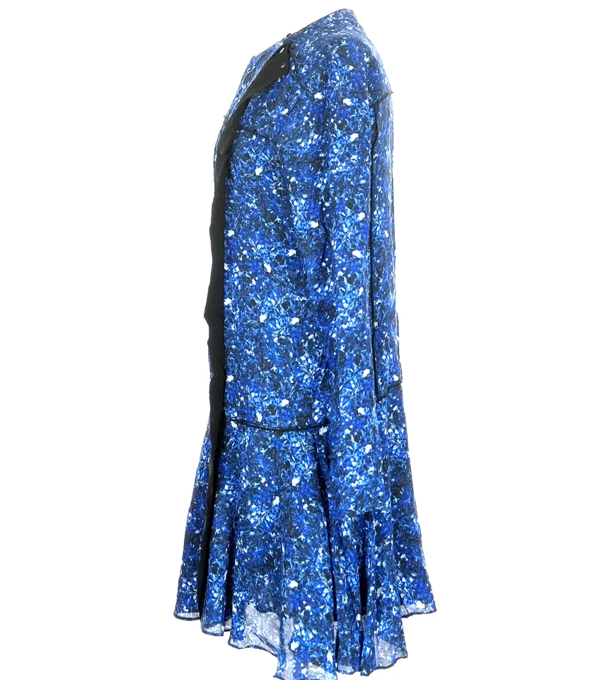 全新,Proenza Schouler 真丝印花垂腰连衣裙 - 蓝色/黑色 - 4 码 #CR4 — 第 4/4 张图片