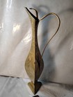 Vintage Solid Brass Pitcher/ Vase/ Ewer with Ornate Handle, Engraved India