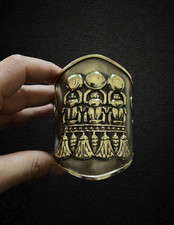 Three Scarab Brass Bracelet Ancient Egyptian Protection Cuff