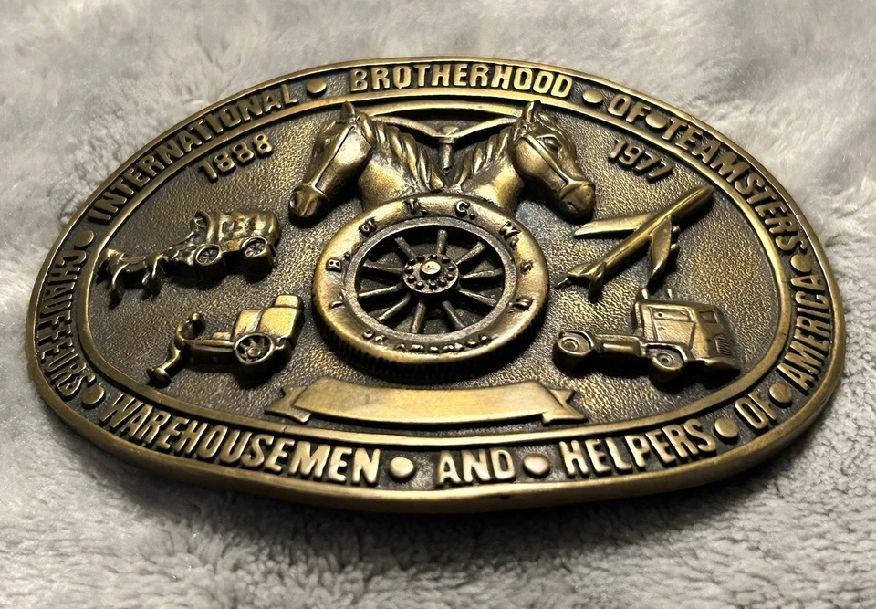International Brotherhood of Teamsters Buckle Belt 1888-1982 Paul Brown Foundry - Image 4 of 4