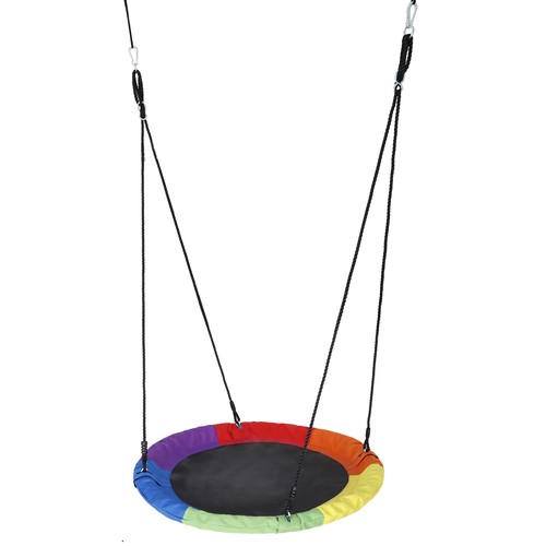 40" Round Rainbow Tree Saucer Swing with Adjustable Hanging Ropes for Kids - Picture 5 of 12