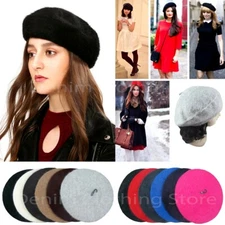 Women's Faux Rabbit Fur Beret Winter Baggy Classic French Fluffy Beanie Hat USA