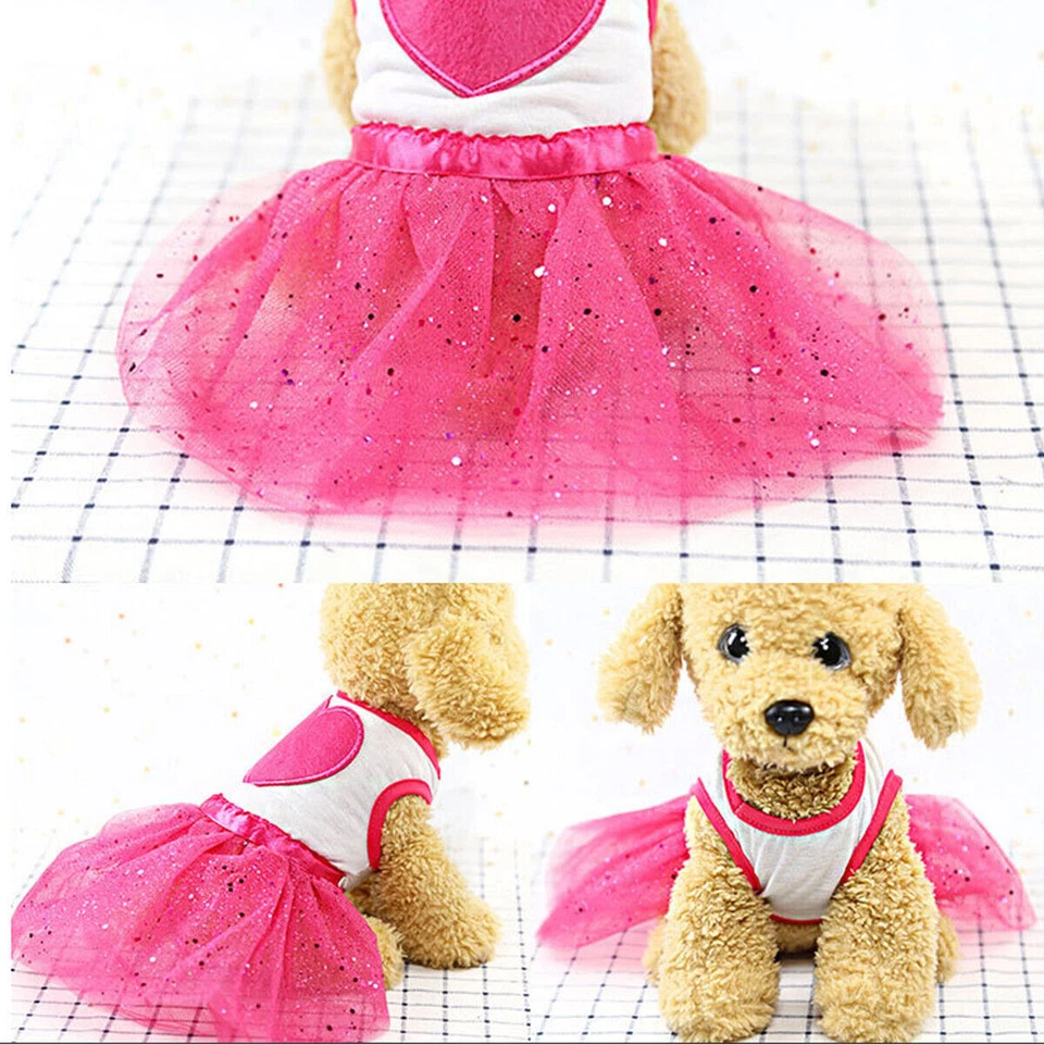 Lovely Cute Dog Tutu Dress Bow Lace Skirt Pet Puppy Dog Cat Clothes Wedding - Image 4 of 4