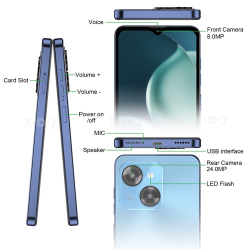 XGODY 24 MP 12GB+128GB Handy Ohne Vertrag Android 14 Smartphone 4G 2*Sim Face ID - Zdjęcie 16 z 23