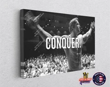 Arnold Schwarzenegger CONQUER Gym Canvas Decor Motivation Art Muscle Fitness