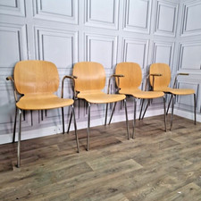 Retro Ikea Dietmar Stühle - Set x4 Chrom Mid Century Stil Arm Esszimmer Schreibtisch Sitz