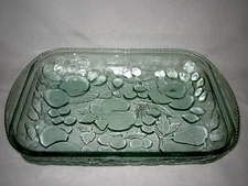 Libbey ORCHARD FRUIT Embossed  Green Glass Casserole Baker Lasagna Pan 14x9