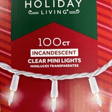 Clear Mini Lights String 100 Count White Wire Christmas Incandescent 20 Foot