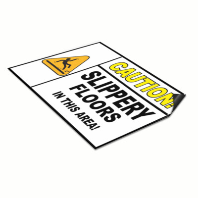 Car Magnet Set of 2 Caution! Slippery Floors Work Safety Industrial Sign