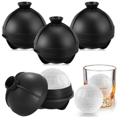 4er Silikon Eiswürfelform Rund Eiswuerfelbehaelter Mit Deckel 6cm Ice Ball Tray