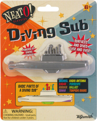 #ad DIVING SUB Baking Soda Powder Submarine Dives Surfaces Cereal Prize Toy $9.95