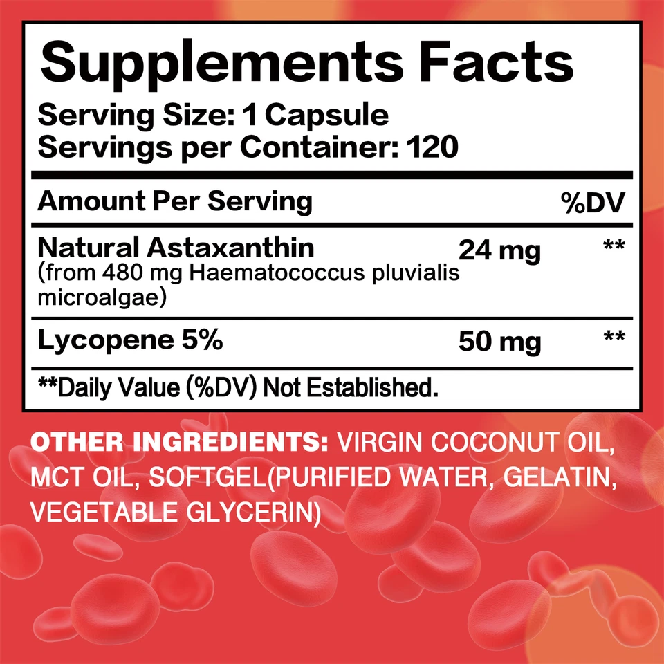 Astaxanthin + Lycopin - Antioxidans, Haut, Augen, Herz, Prostatagesundheit - Bild 2 von 4