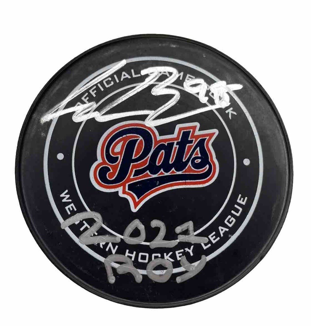 Connor Bedard Autographed Signed Chicago Blackhawks PUCK REGINA PATS GAME PUCK ROY INSCRIPT BLACKHAWKS BAS LOA 