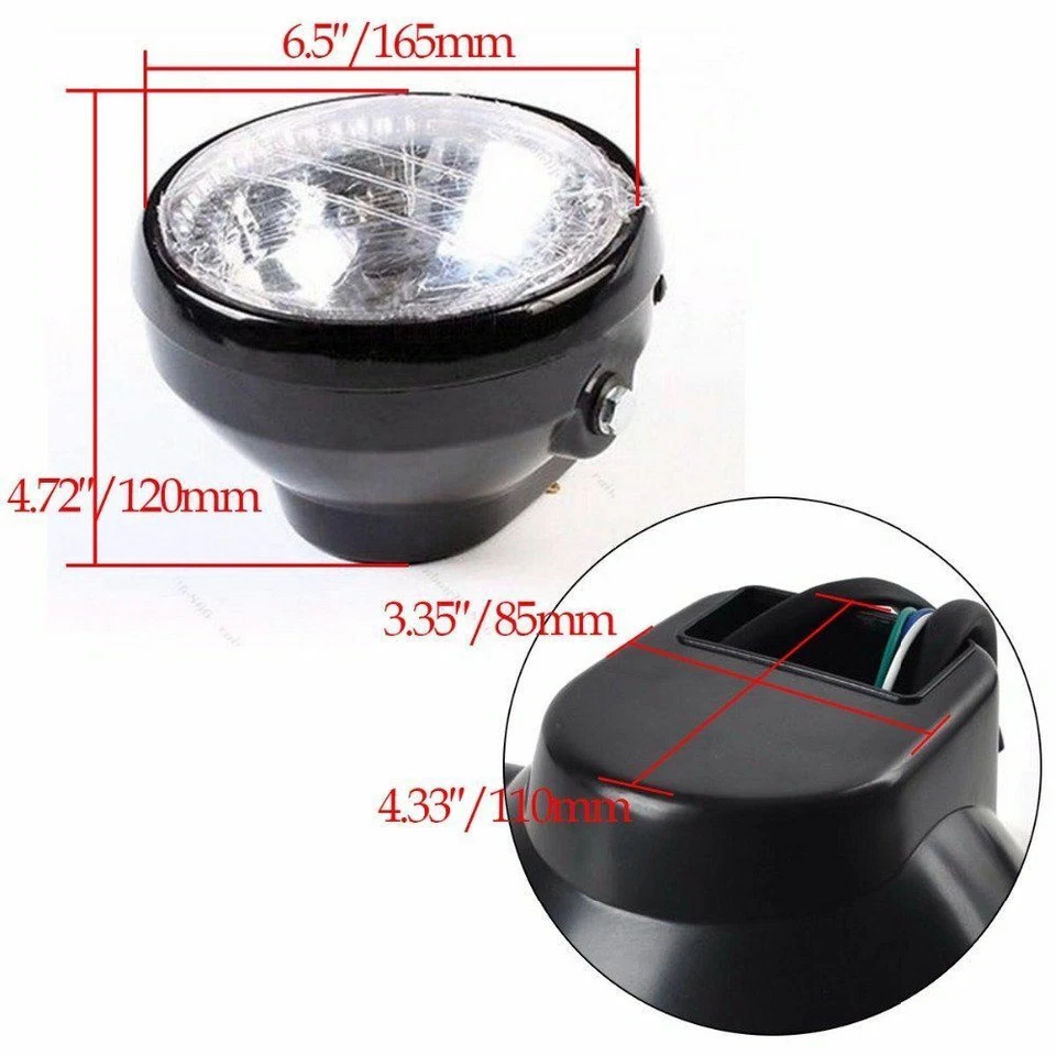 Faro LED de 6,5 pulgadas de haz alto/bajo para motocicleta para cafe racer bobber chopper Foto 3 de 4