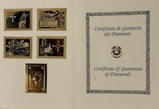 Giubileo 2000 Oro 750 18 Kt Medaglia 20 gr. francobollo 20 Diamanti VVS Basilica