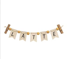 CWI Home Decor - Latte Coffee Tier Tray Mini Small Banner Garland Cli