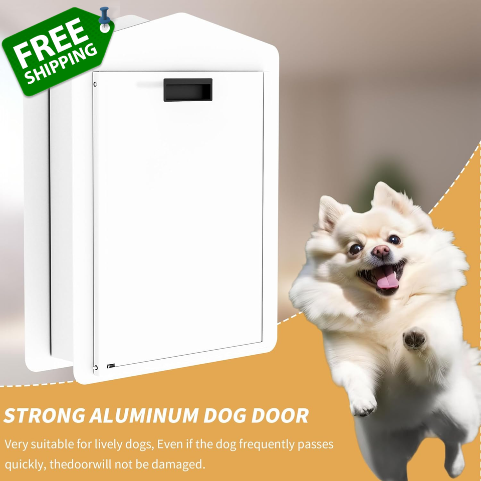 DoubleFlap Pet Door for Wall and Door, with Closing Panel and Lock