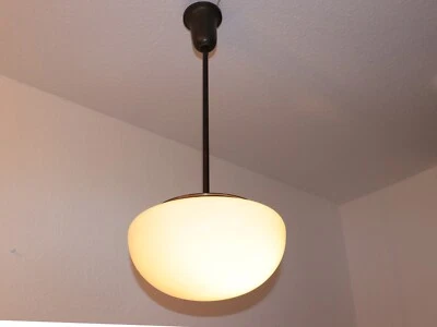 Antike Hängelampe Deckenlampe Art Deco Glas weiß Opalglas Bauhaus-Stil 1915-1935 - Bild 1 von 4