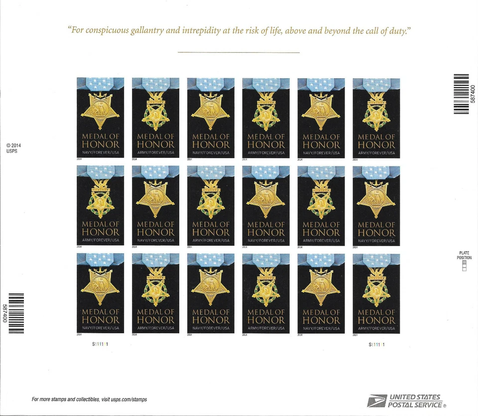 Imperforate (No Die-Cut) Medal of Honor Folio, Korean War, 2014 - Image 2 of 2