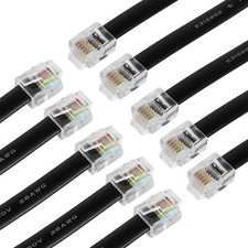 10-Pack 12 inch Short RJ12 Straight Wired Cable 6P6C Male to Male Cord
