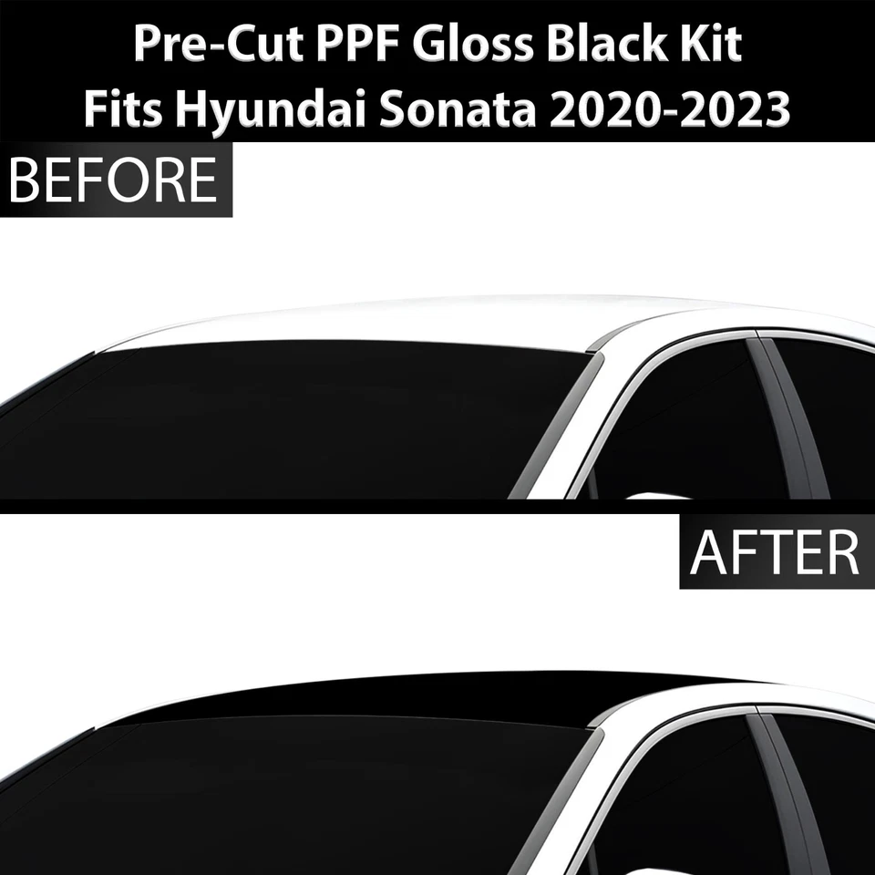Pre Cut for Hyundai Sonata 20-23 Roof Gloss Black Paint Protection Film Kit - Image 2 of 4