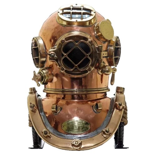 Mini Antique Sea Diver Helmet Replica - 7 Inch Decorative Diving Helmet With Wood Stand, Nautical Decor