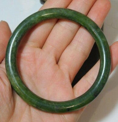 Vintage Grün Jade Stein 8 mm Rund Armreif Armband 33.8g DC 4. 2