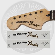 Fender 70's Strat Lefty Waterslide Neck Headstock Decals w/ CS Logo Set of 2 