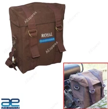 Military Pannier Canvas Bag Brown Fits For Royal Enfield Classic 350 500 @RE