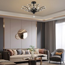 Crystal Chandelier Branches Pendant Lamp Vintage 5-Light Bedroom Ceiling Fixture