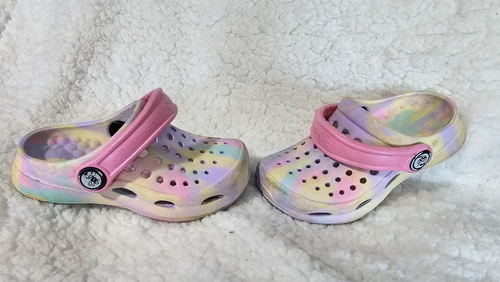 Toddlers Girls Joybees Clogs Shoes Slip Ons Multicolor Tie Dye Size 6/7 Glitter