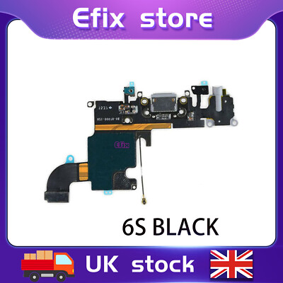 Für iPhone 6s Ladebuchse Ladegerät Flex USB Dock Mikrofon Kabel Schwarz Grau UK