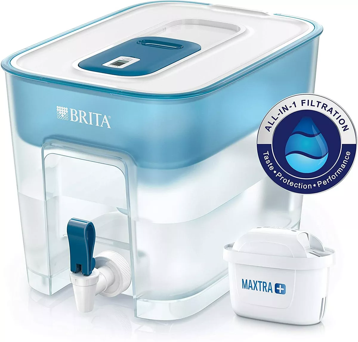 BRITA Flow Water Filter Tank 8.2L Fridge Dispenser Jug 4 Maxtra Cartridges