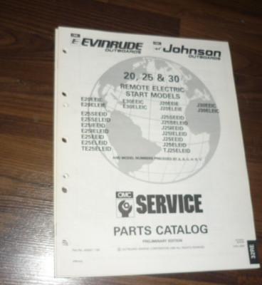 OMC Evinrude Parts Catalog 20,25,30 Mod. Teilekatalog OMC  1990 Remote E Start M