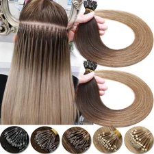 THICK 150g Nano Ring Tip Human Hair Extensions Micro Bead Loop Weft Full Head US