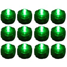 12 Pack Green Submersible Waterproof Underwater Battery LED Tea Light Wedding