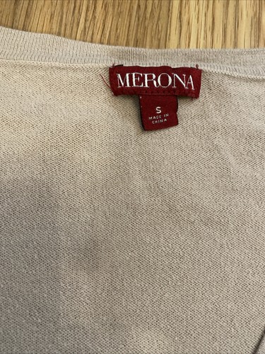 Merona Size Medium Cardigan Embroidered beaded flower details 3/4 sleeves - Picture 3 of 12