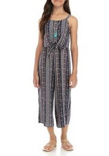 Beautees Girl's Jumpsuit With Necklace In Navy Print Size 16 88