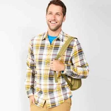 Men's Sonoma Goods ForLife® Flannel Button-Down Shirt  Great (L) $36 ValueYellow