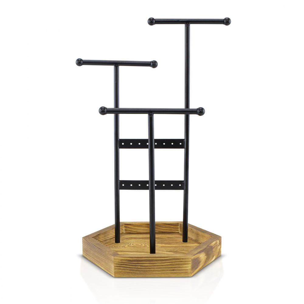 Boîte à bijoux en bois avec plateau de présentation pour bagues et colliers