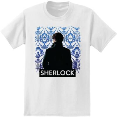 Adult White Detective TV Show Sherlock Holmes Wallpaper Background Cosplay Tee