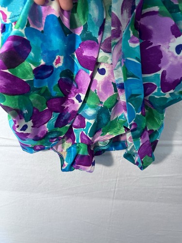 Vintage 60s Retro Maxine Of Hollywood One Piece Skirt Swimsuit Sz M Blue Floral - Picture 3 of 8