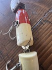 Vintage Creek Chub Red and White Wooden Jointed  Pikie Lure with glass eyes — photo 10