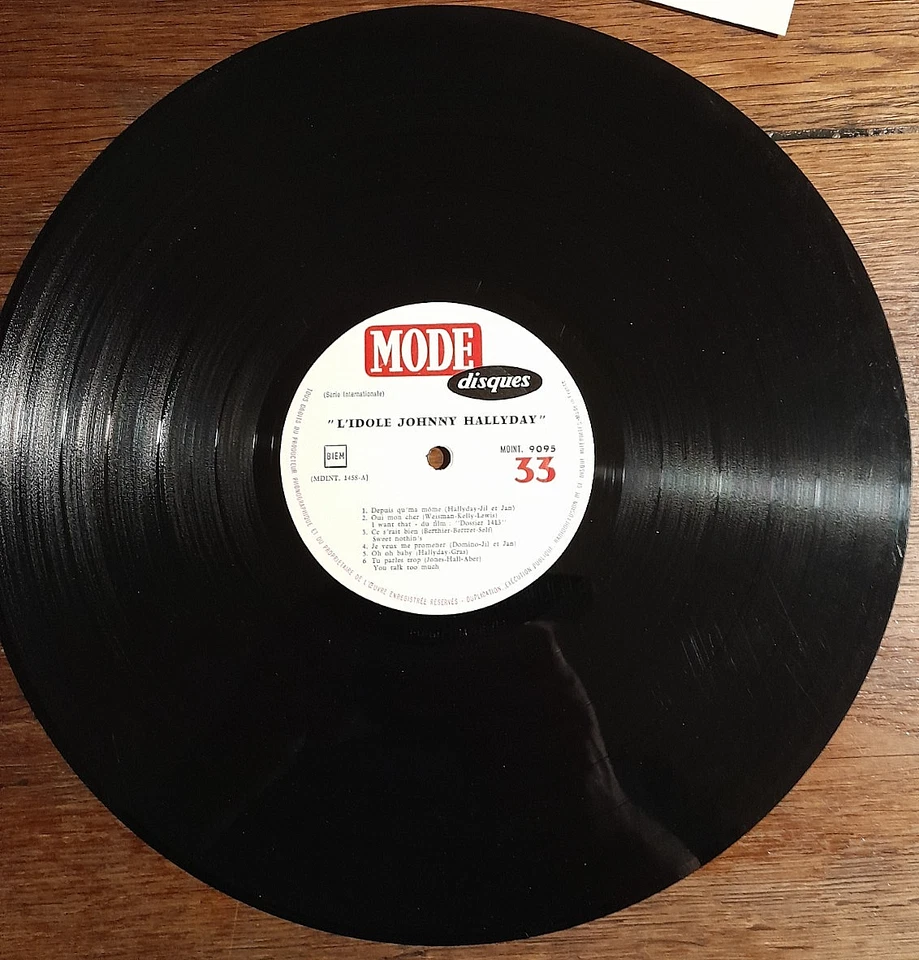 RARE LP J. HALLYDAY L'Idole MDINT9095 Sticker Pub + Insert + Languette 1963 - Image 3 of 4