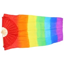 Long Silk Veil Fan For Belly Dancing: Colorful Gradient Dancing Fan - 180cm